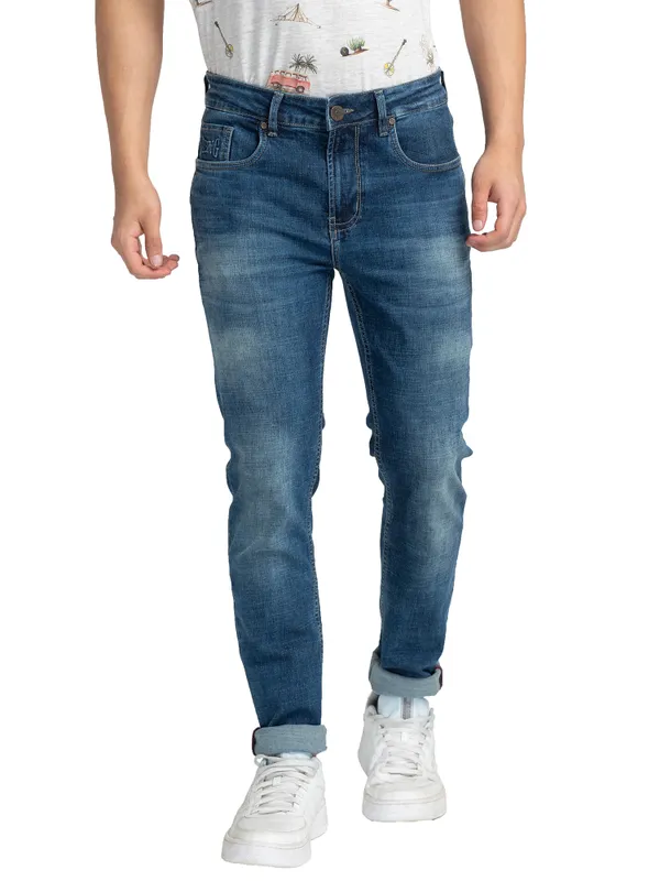Blue Cropped fit Men's Denims by Being Human Clothing main image 1